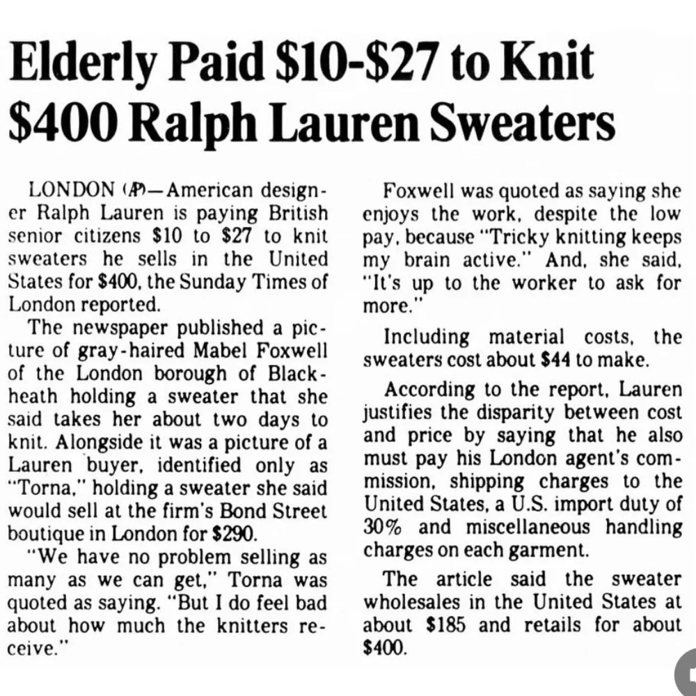 Vintage Ralph Lauren Hand-Knit Puff Sleeve Wool Sweater | Girls MG Red - Picture 2 of 3